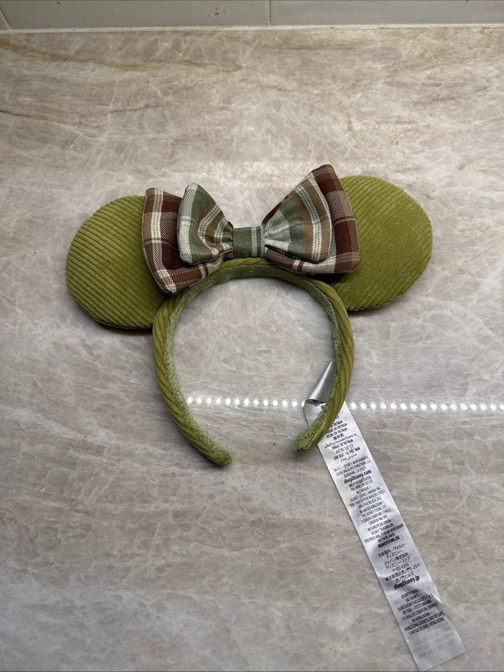 Minnie Mouse Plaid Ears Headband for Adults NWOT